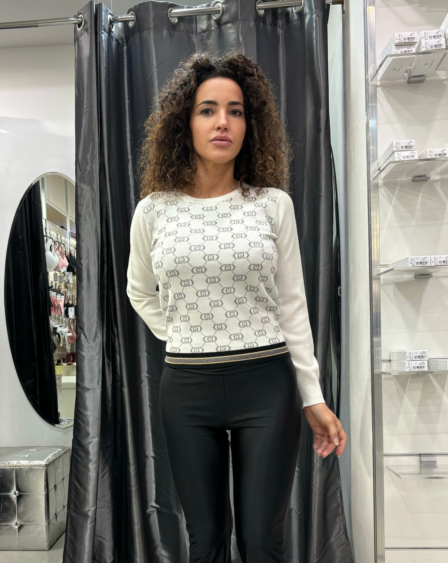 Maglione Girocollo Liujo white sugar