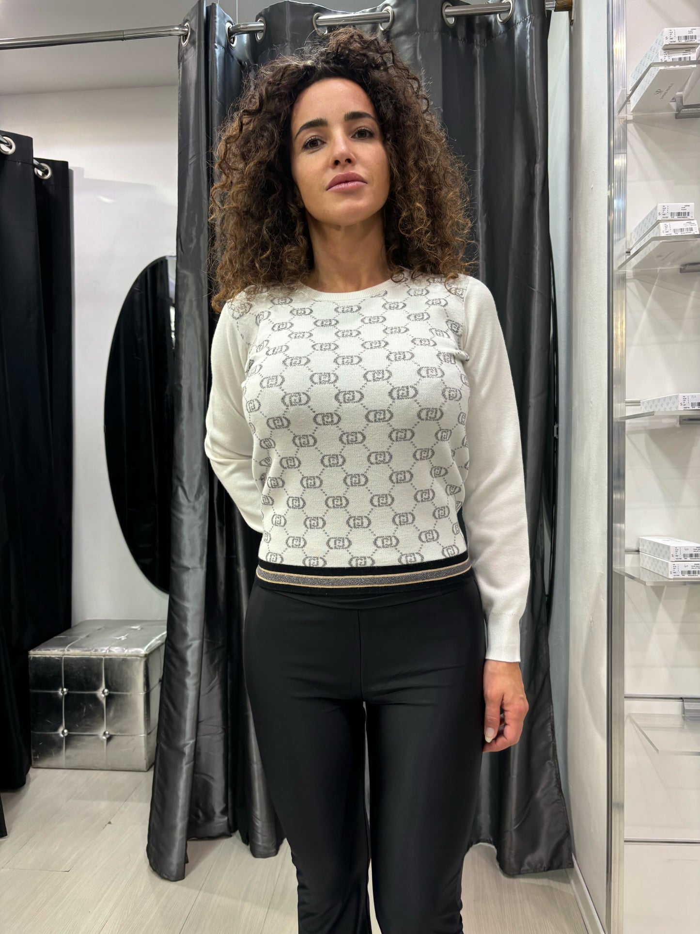 Maglione Girocollo Liujo white sugar