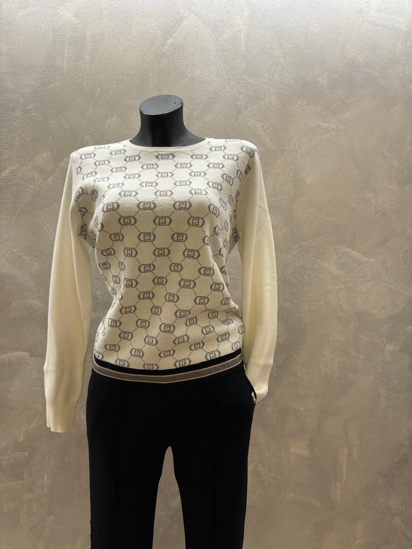Maglione Girocollo Liujo white sugar