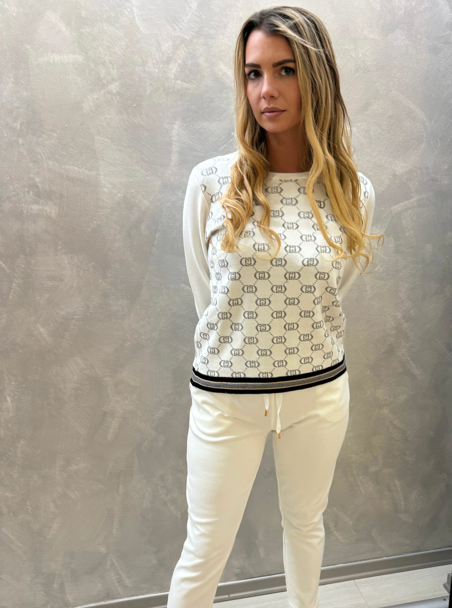 Maglione Girocollo Liujo white sugar