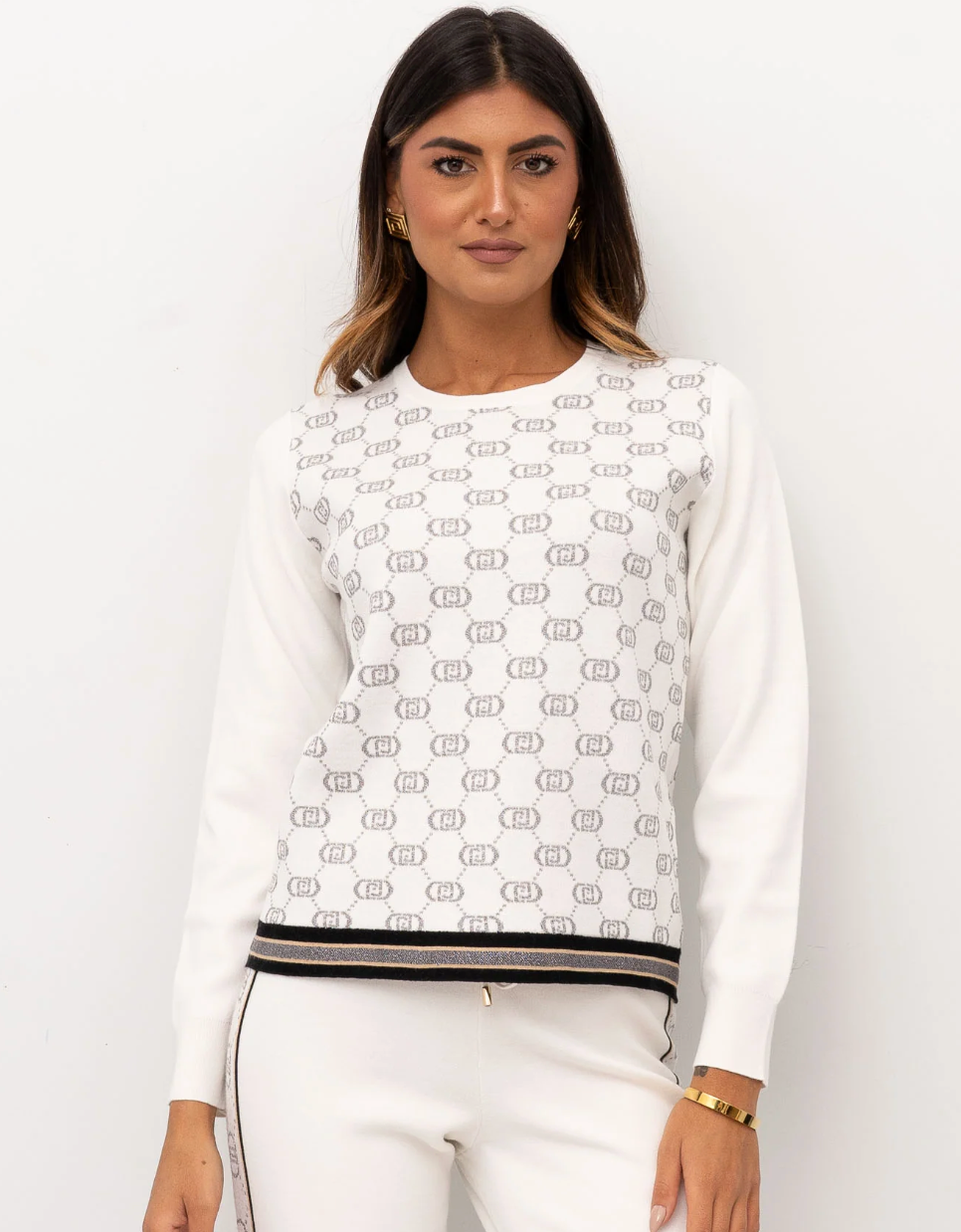 Maglione Girocollo Liujo white sugar