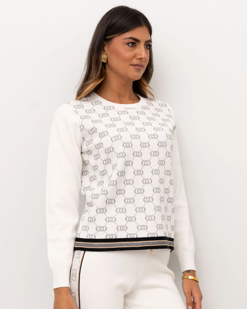 Maglione Girocollo Liujo white sugar